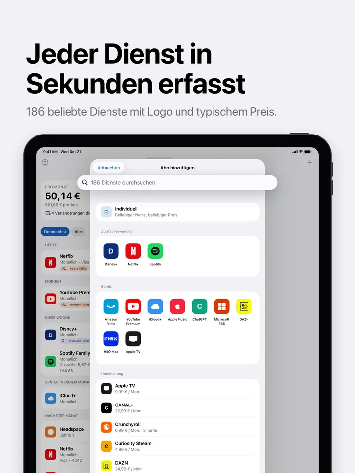 Ein Abo auf dem iPad hinzufügen