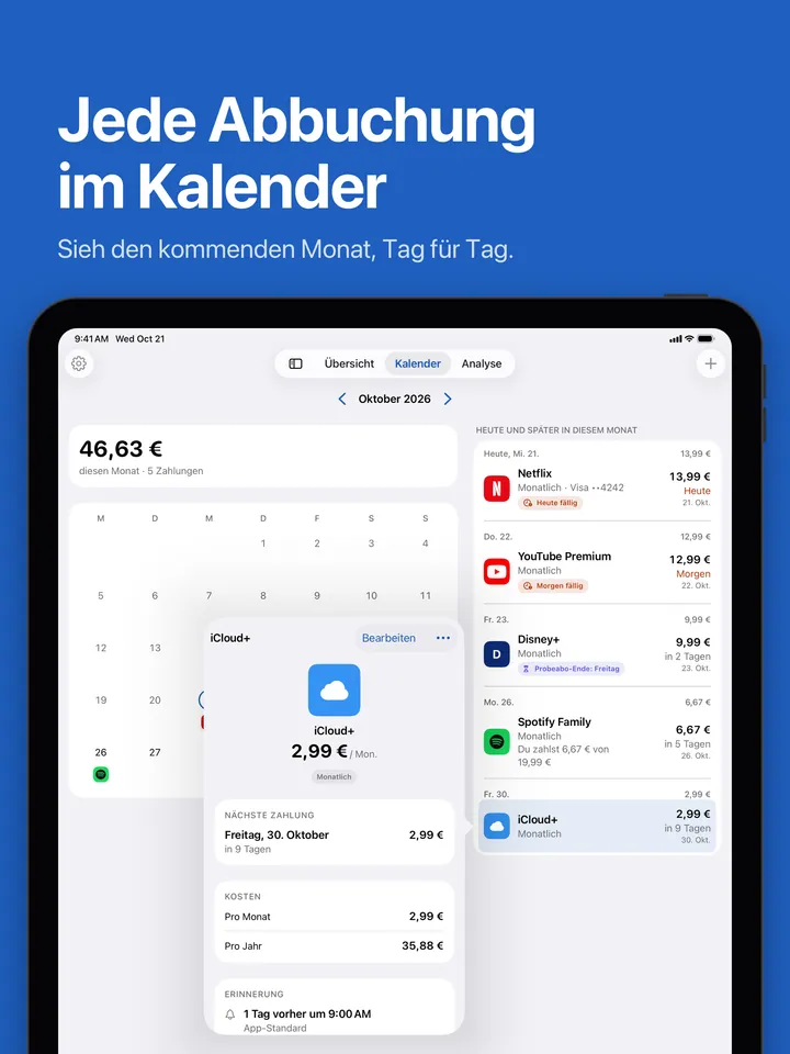 Der Kalender auf dem iPad