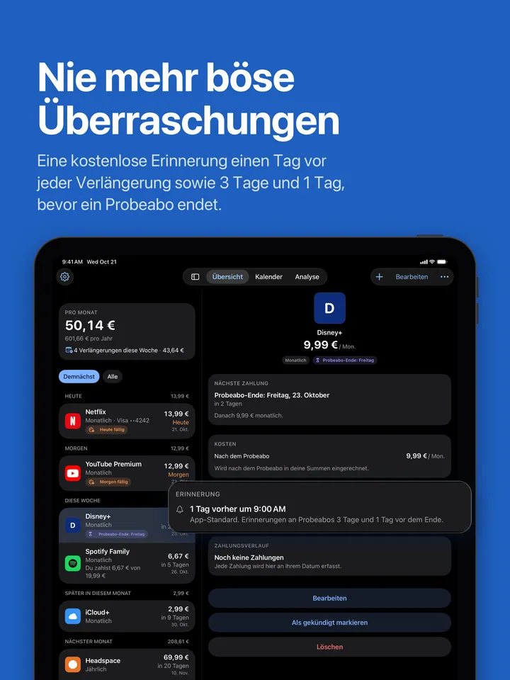 Erinnerungen auf dem iPad