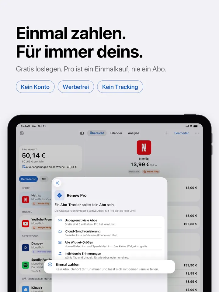 Renew Pro auf dem iPad