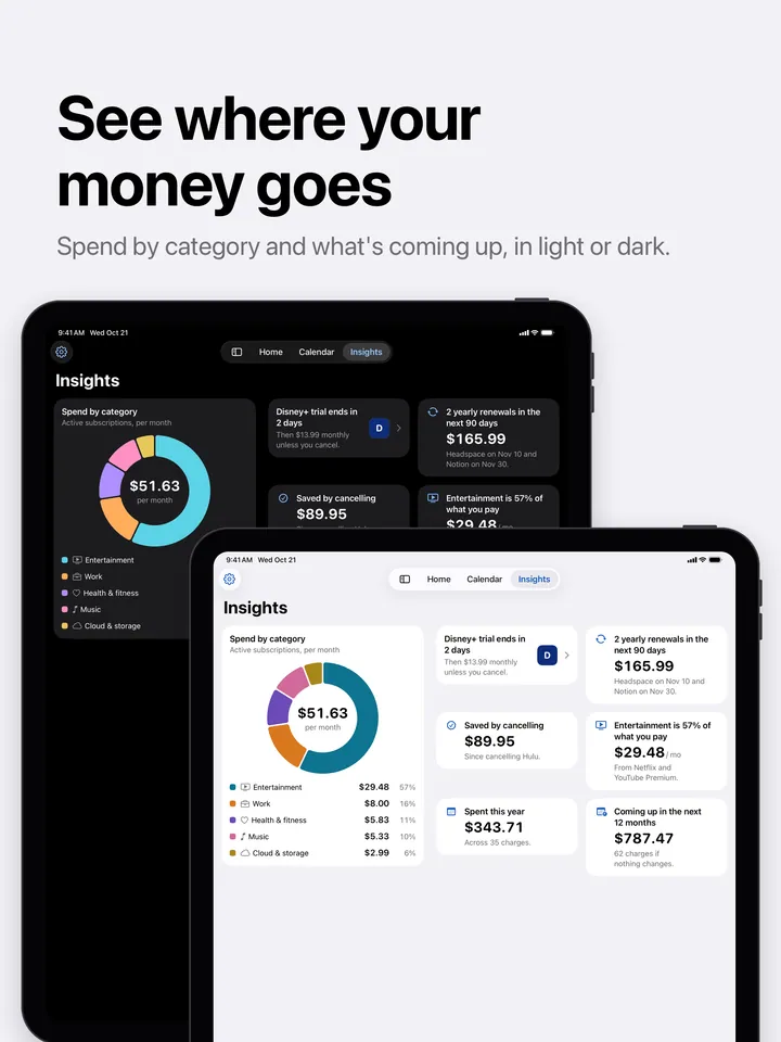 Insights on iPad in light and dark mode