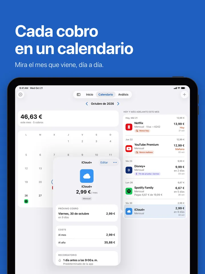El calendario en el iPad