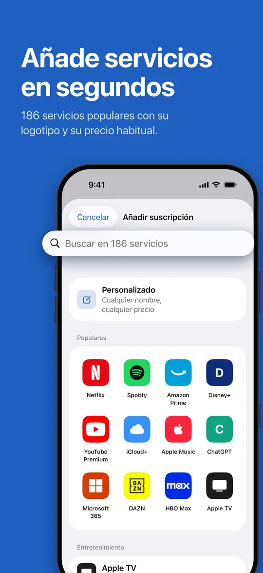 Añadir una suscripción desde el catálogo de servicios