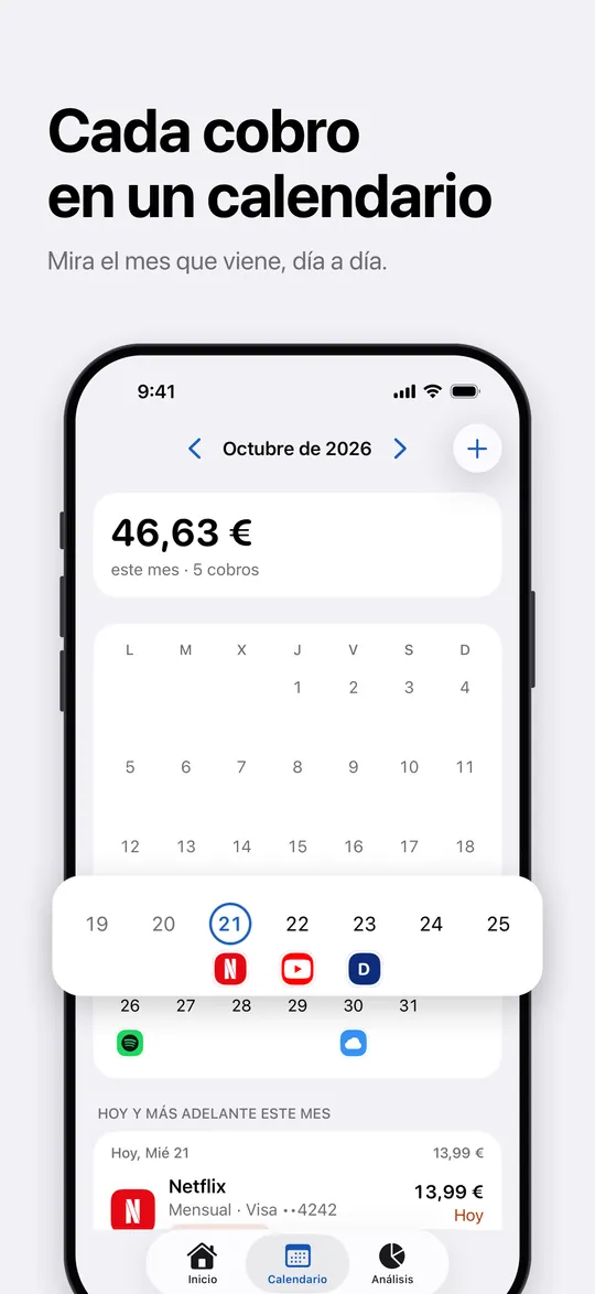 El calendario con cada cobro del mes