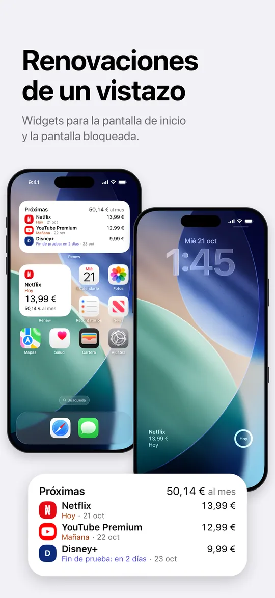 Widgets de la pantalla de inicio y de la pantalla bloqueada
