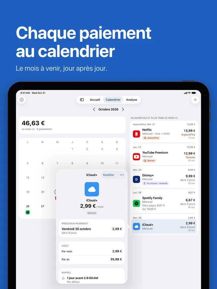 Le calendrier sur iPad