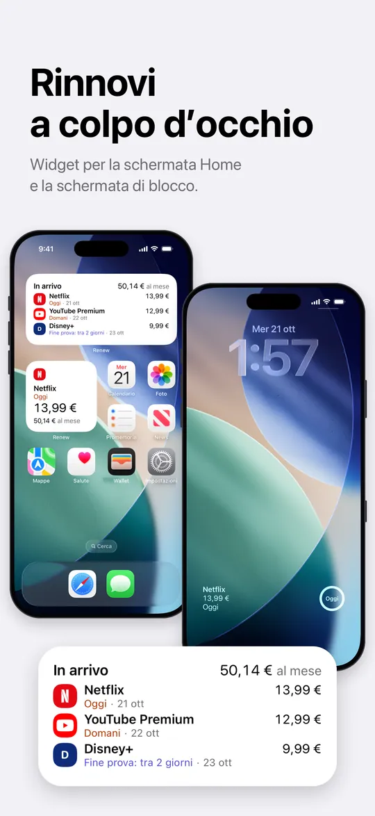 Widget per la schermata Home e la schermata di blocco