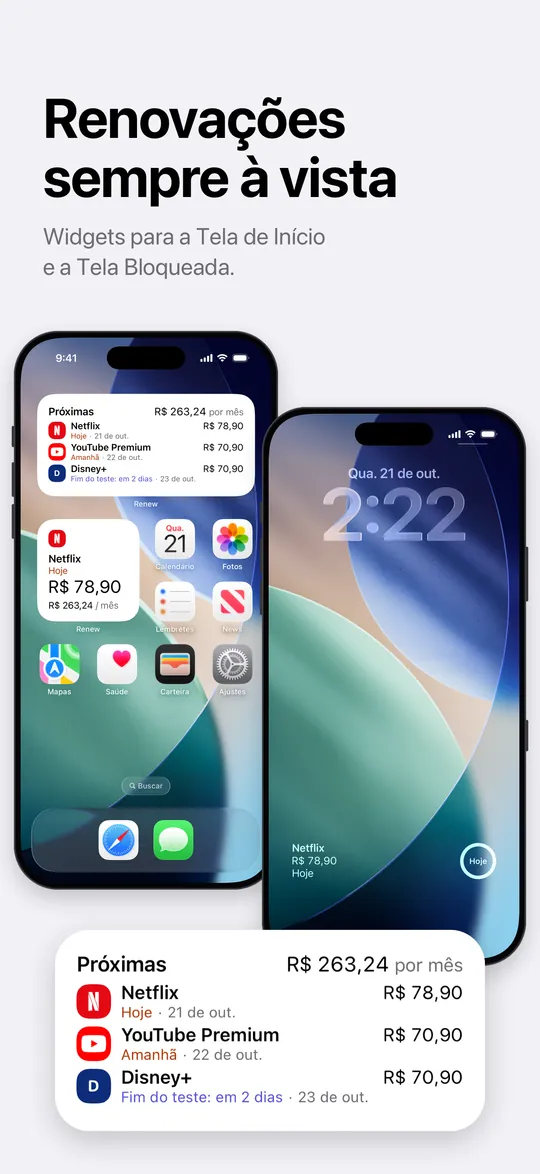 Widgets da Tela de Início e da Tela Bloqueada