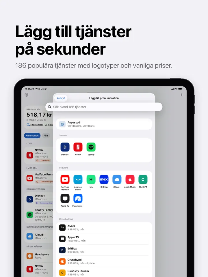 En prenumeration läggs till på iPad
