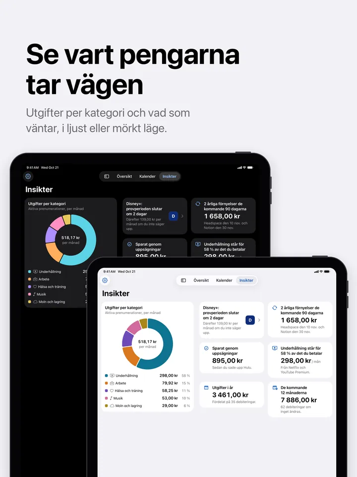 Insikter på iPad i ljust och mörkt läge