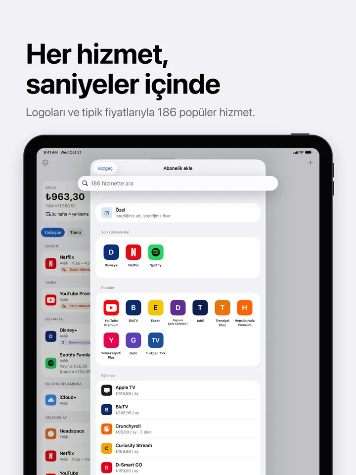 iPad'de abonelik ekleme